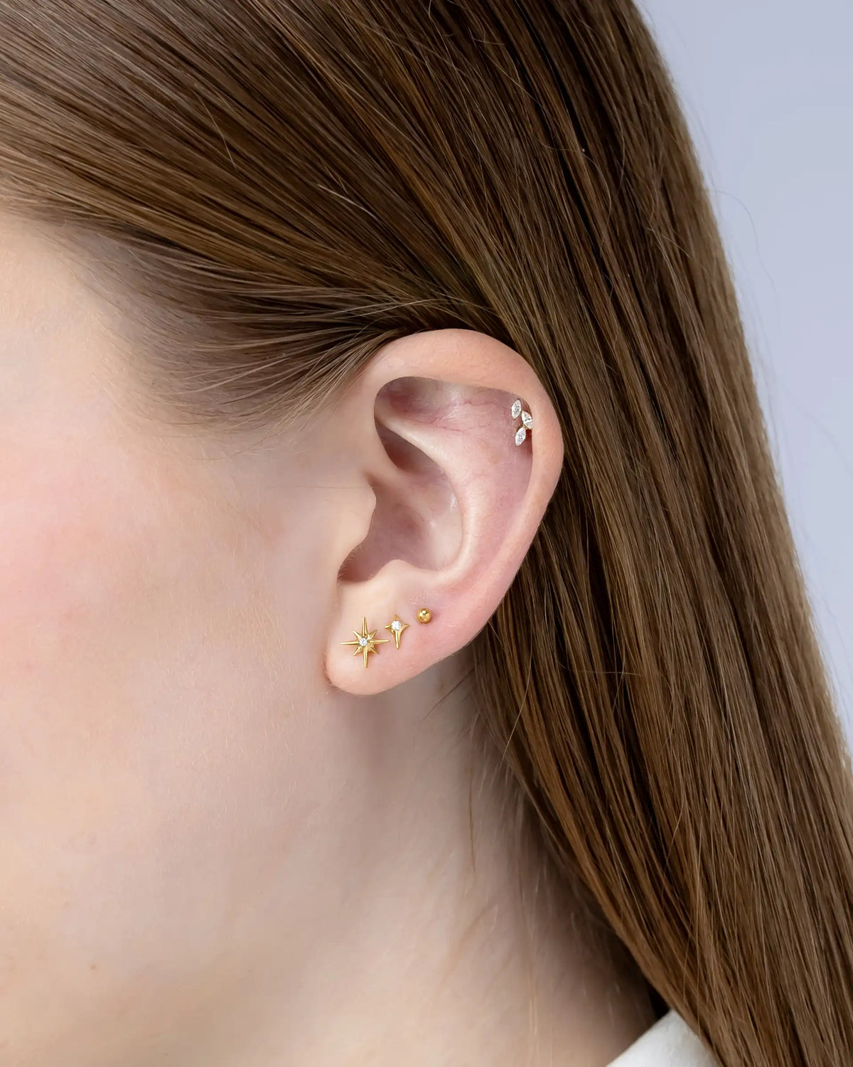 Elwyn North Star Labret Flatback Earrings in Gold