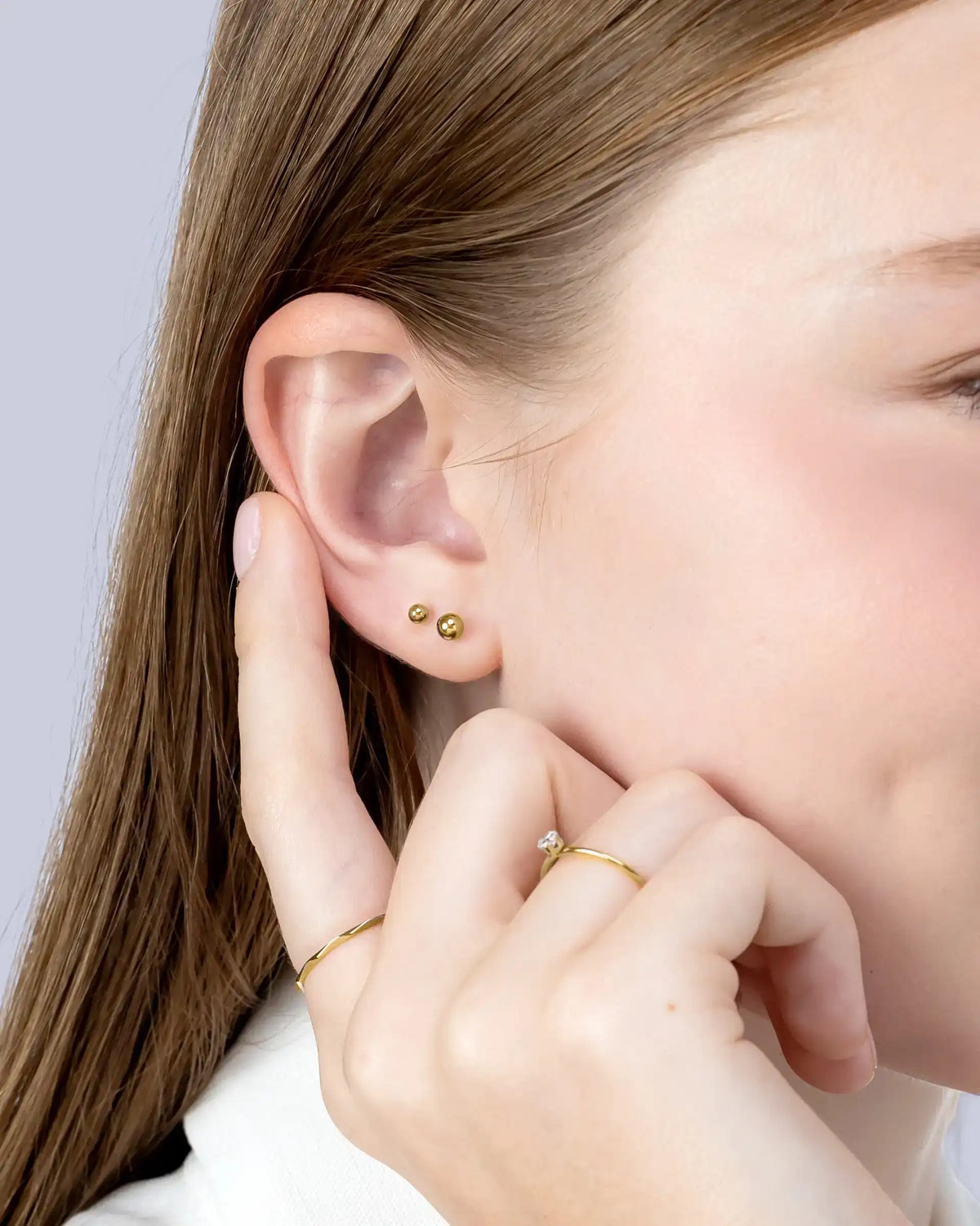 Baylor Ball Labret Flatback Earrings in Gold - 4mm