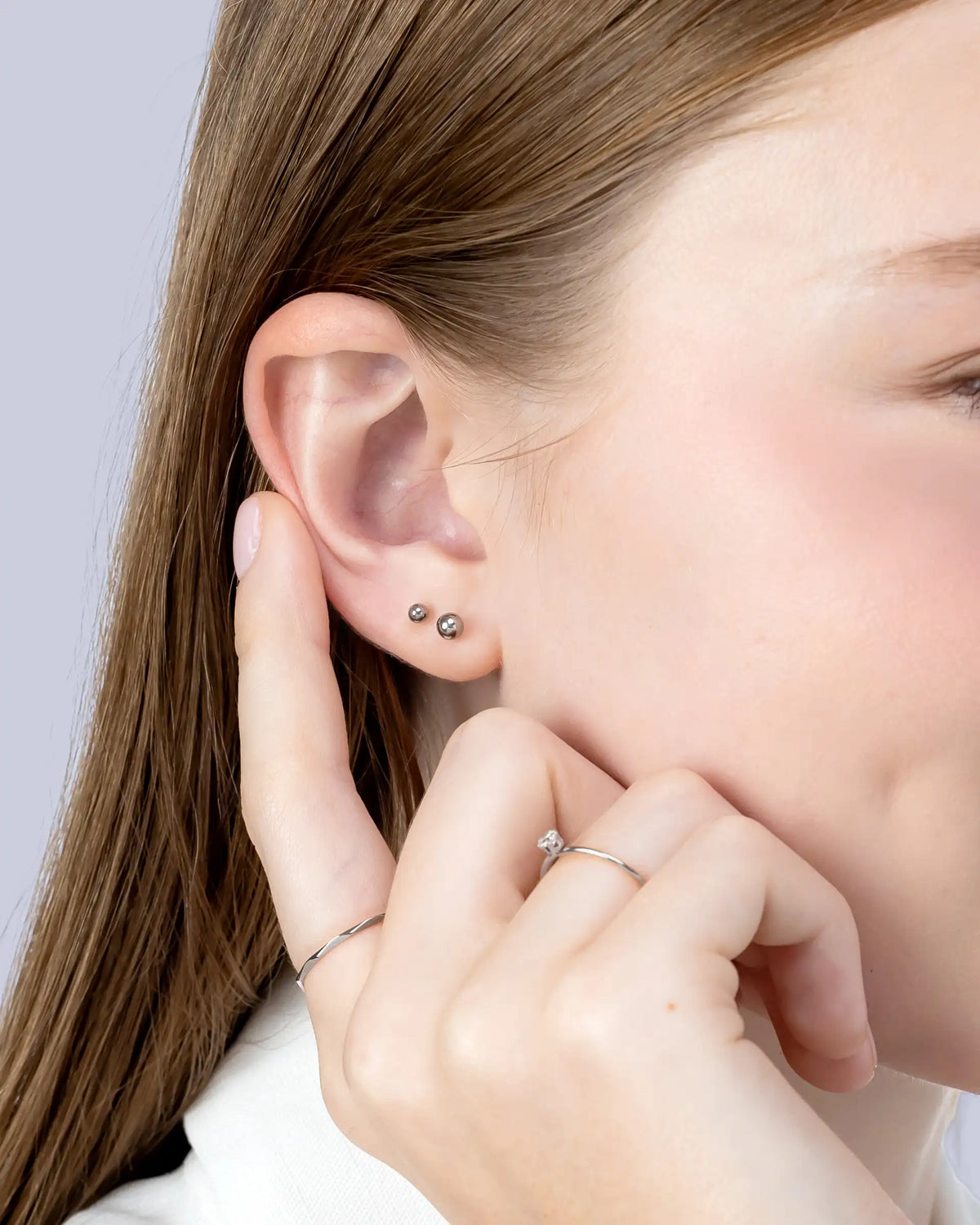 Baylor Ball Labret Flatback Earrings in Silver - 4mm
