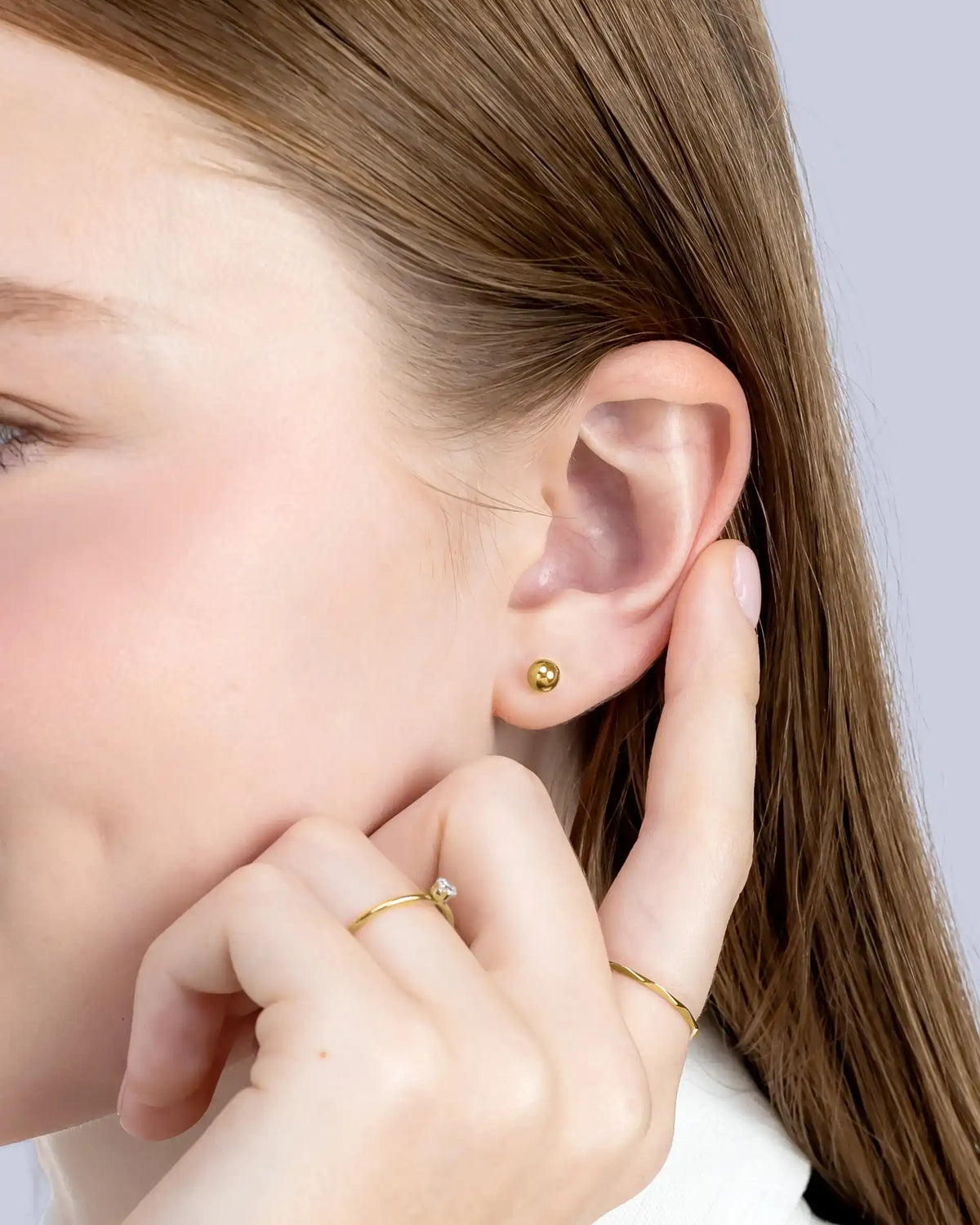 Baylor Ball Labret Flatback Earrings in Gold - 5mm