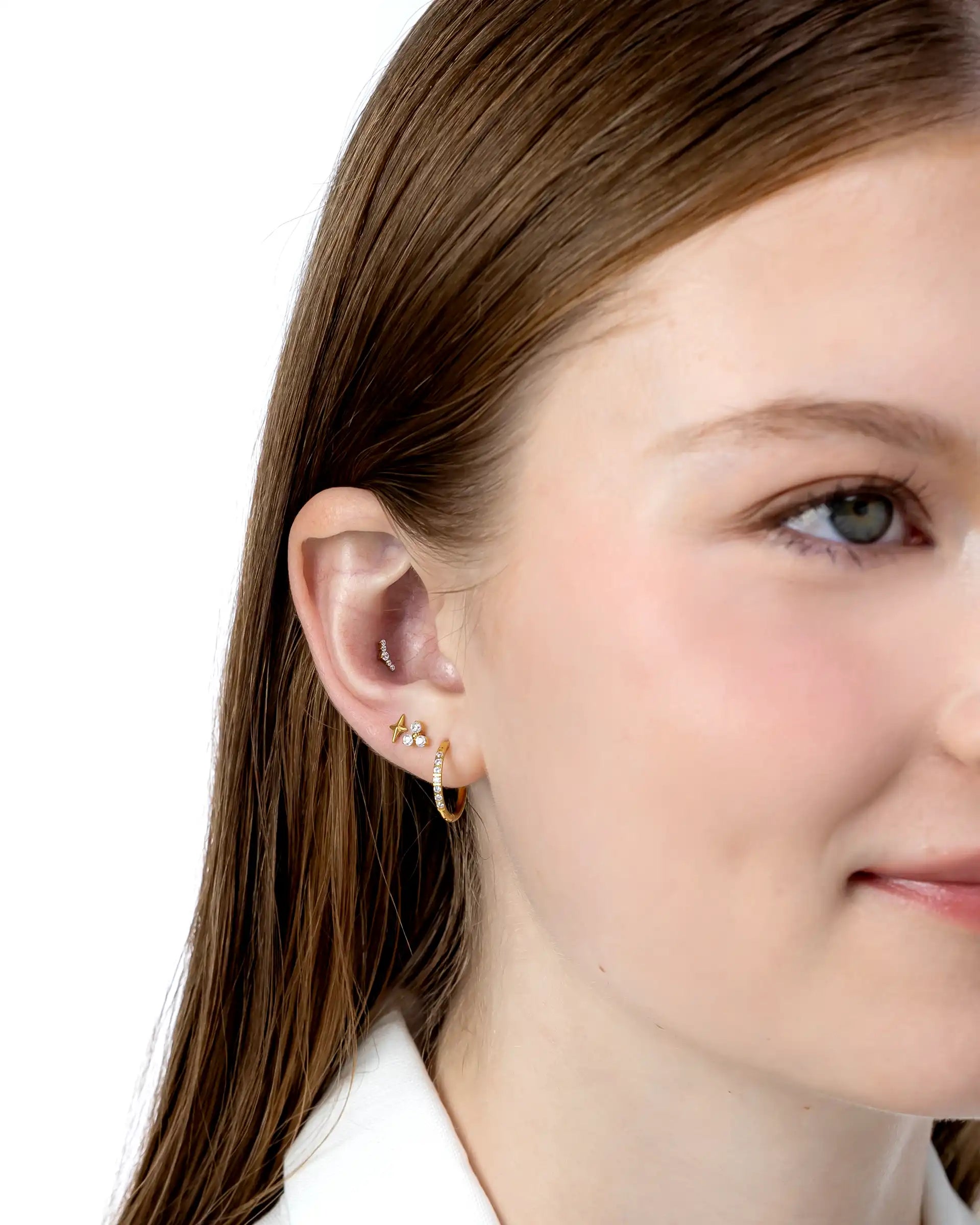 Lorna Star Labret Flatback Earrings in Gold