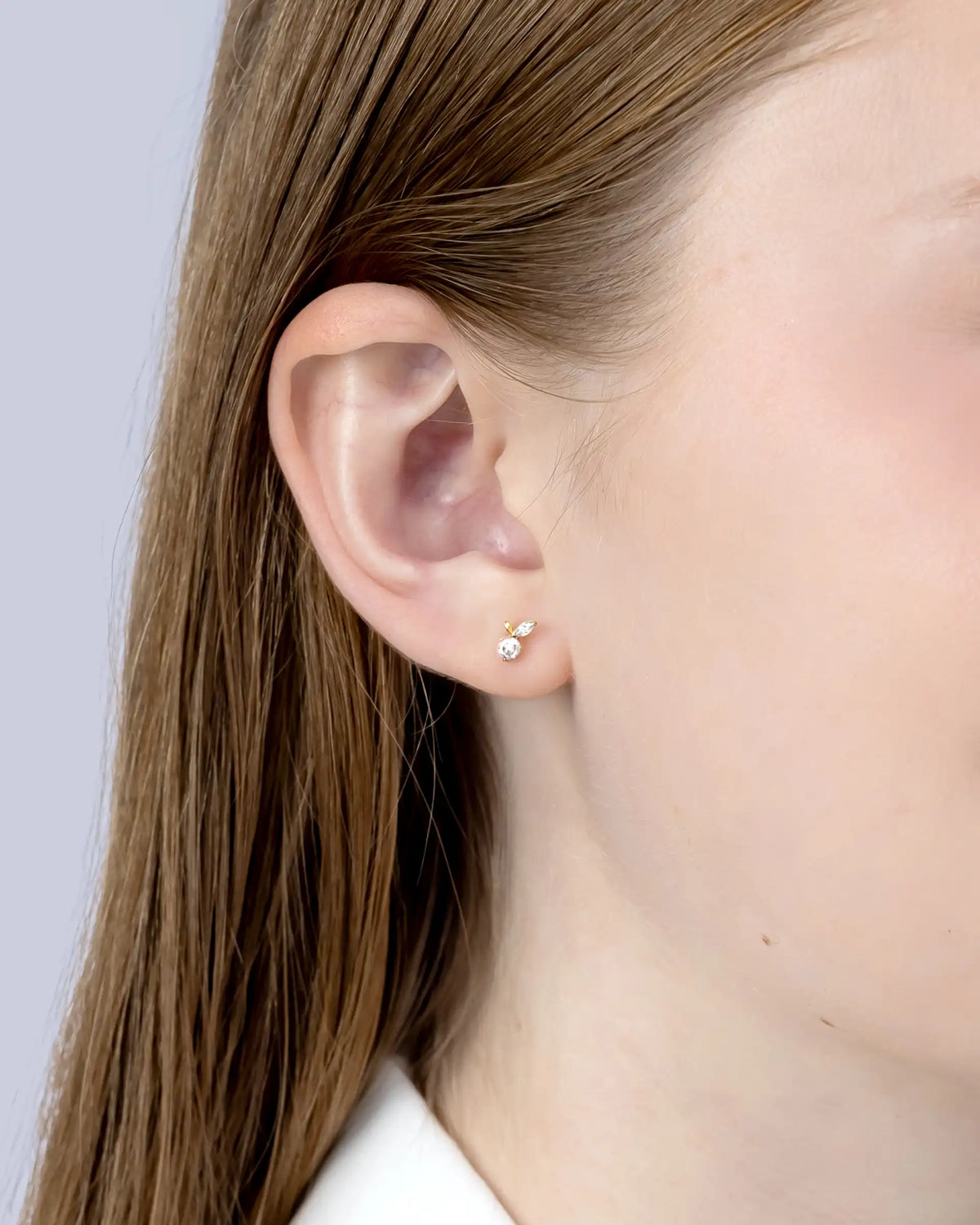 Fenna Apple Labret Flatback Earrings in Gold - Clear