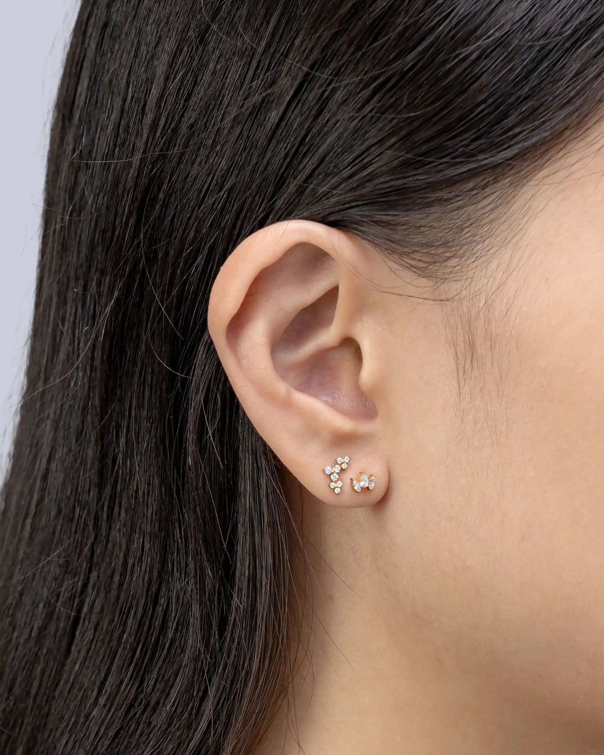 Bryanne Crown Labret Flatback Earrings in Gold