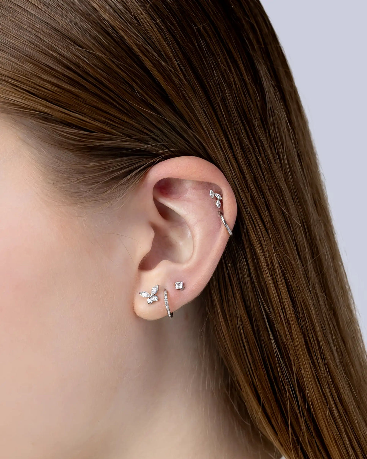 Lucia Butterfly Labret Flatback Earrings in Silver - S