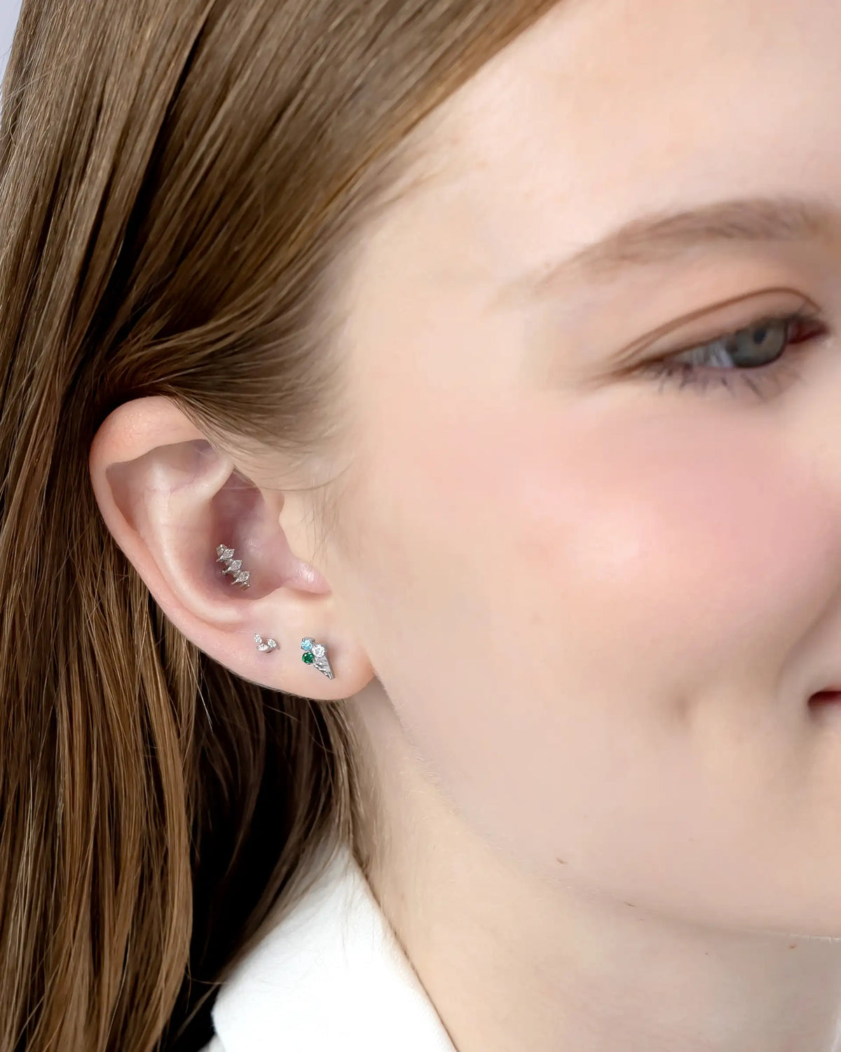 Lucinda Ice Cream Labret Flatback Earrings in Silver