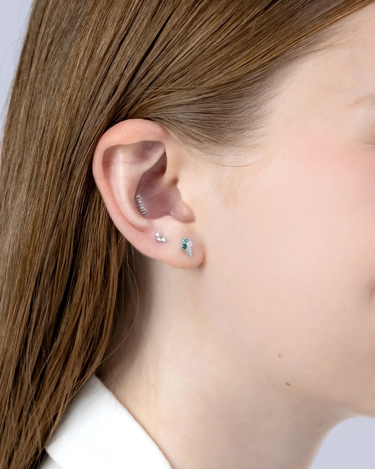 Lucinda Ice Cream Labret Flatback Earrings in Silver