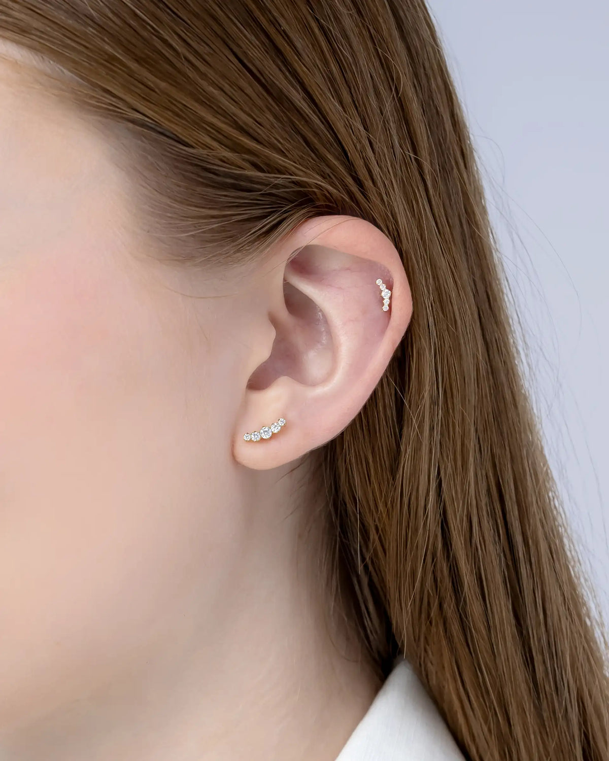 Brenna Row Labret Flatback Earrings in Gold