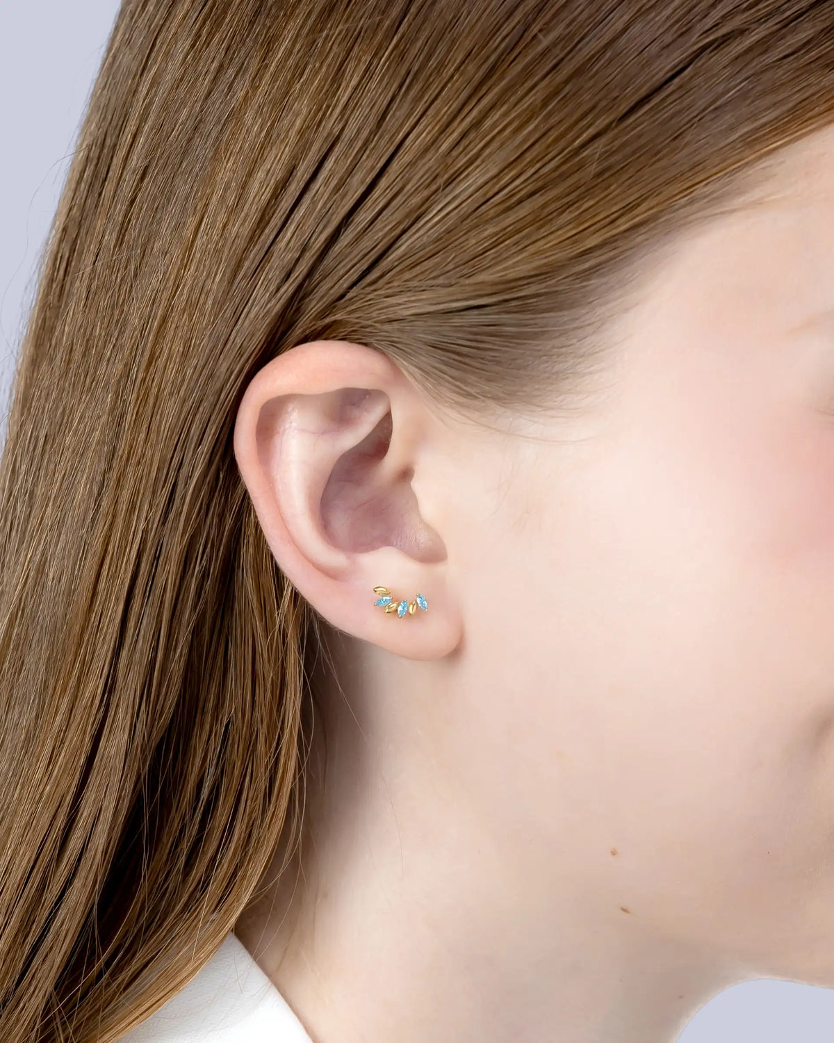 Ambree Marquise Labret Flatback Earrings in Gold - Turquoise