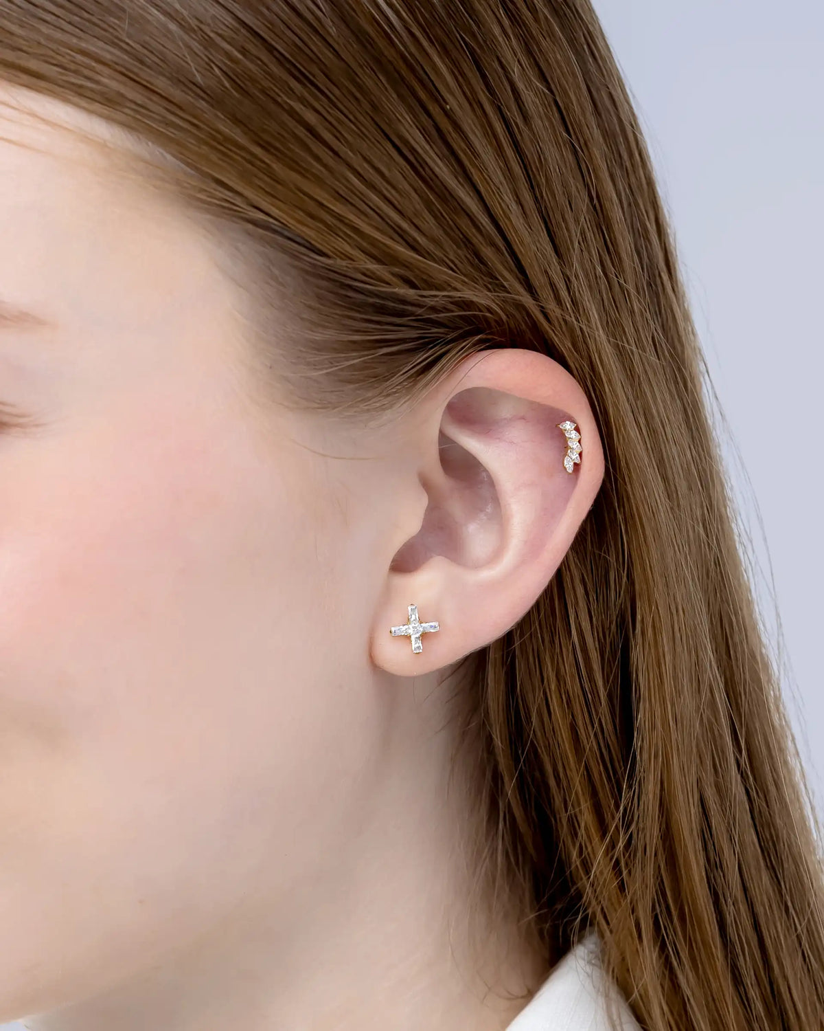 Rosalia X Labret Flatback Earrings in Gold
