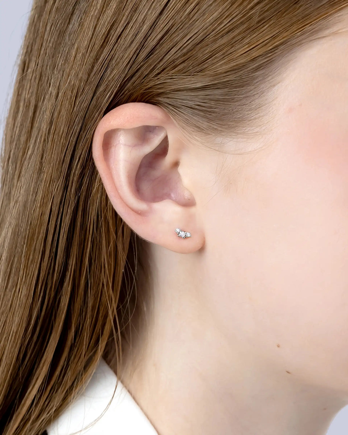 Delina Princess Labret Flatback Earrings in Silver