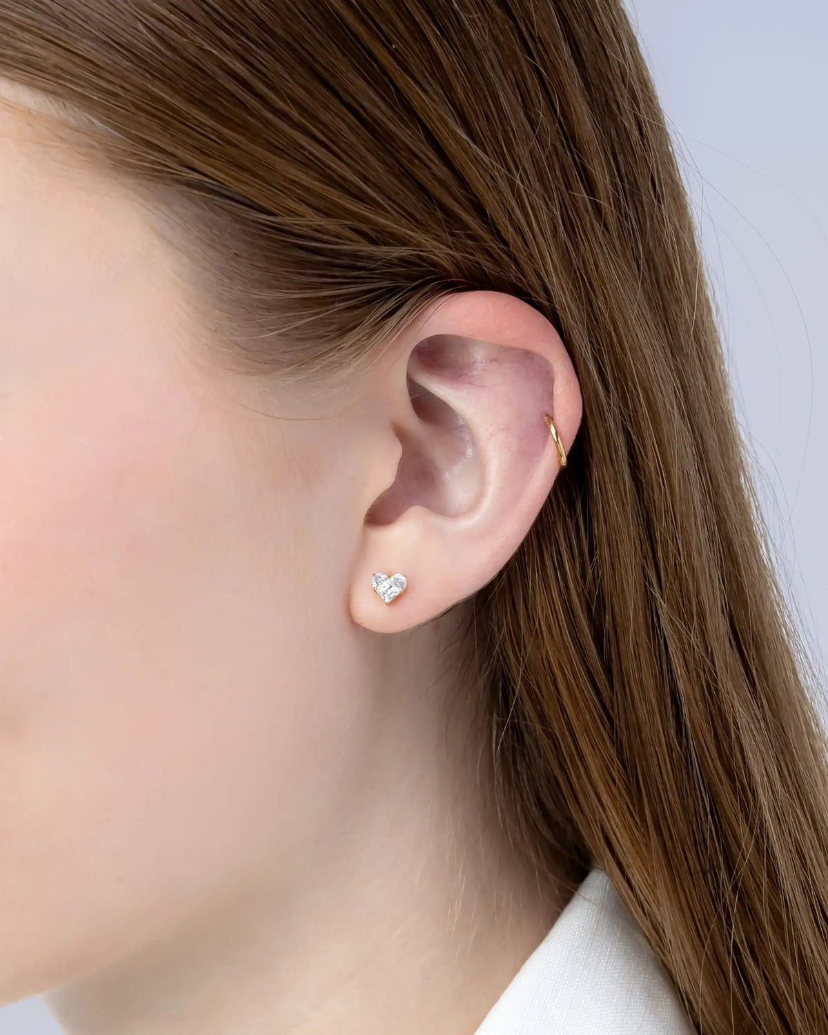 Narelle Heart Labret Flatback Earrings in Gold