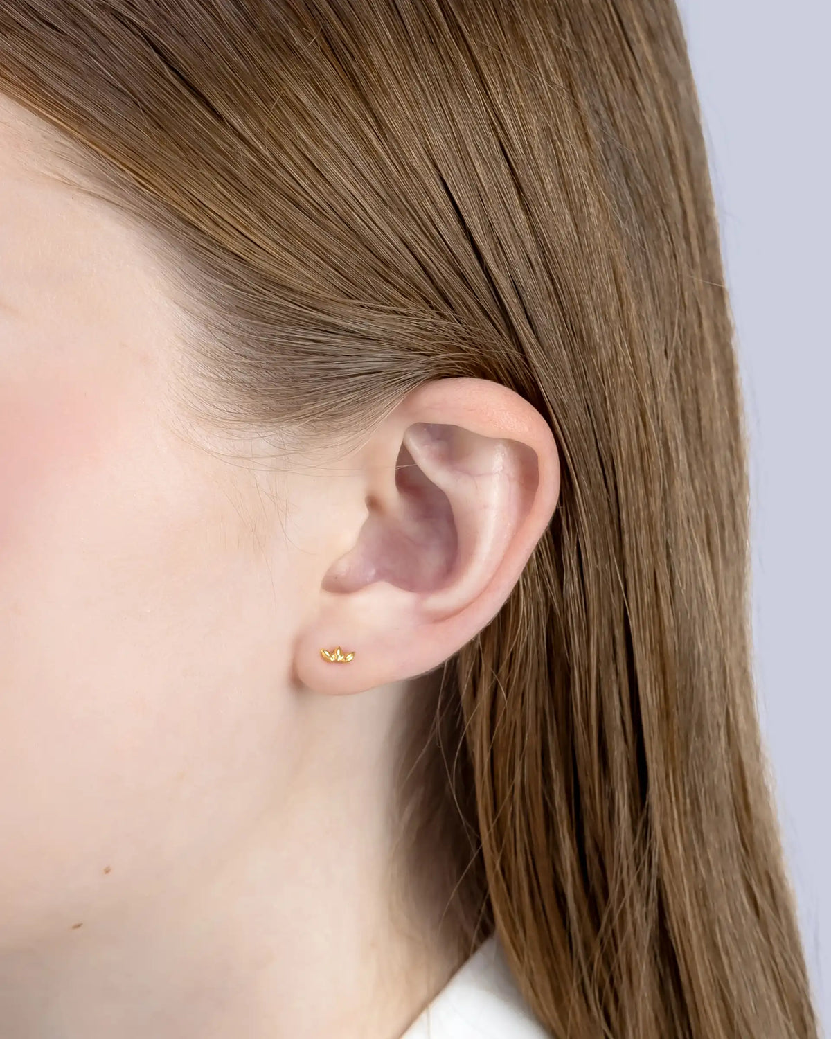 Lira Leaf Labret Flatback Earrings in Gold