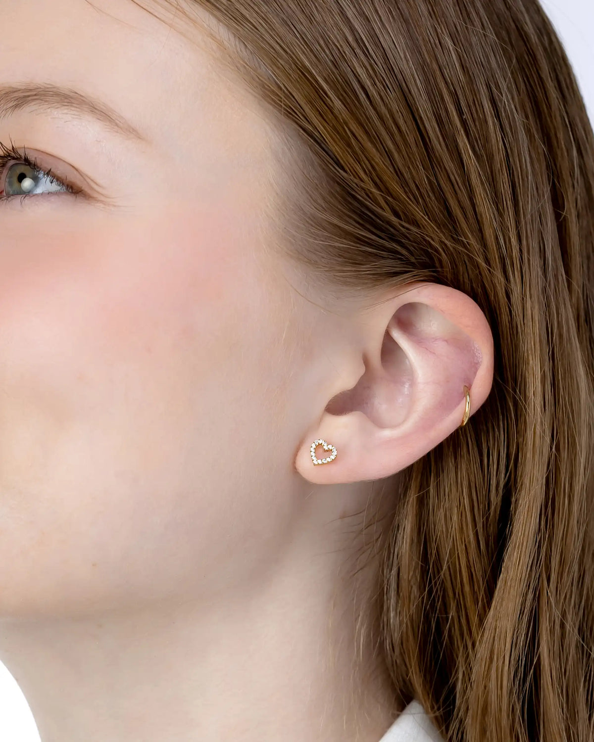 Clare Heart Labret Flatback Earrings in Gold