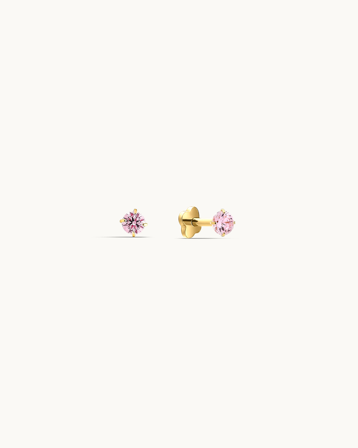 Caitlyn Solitaire Labret Flatback Earrings in Gold - 2.5mm
