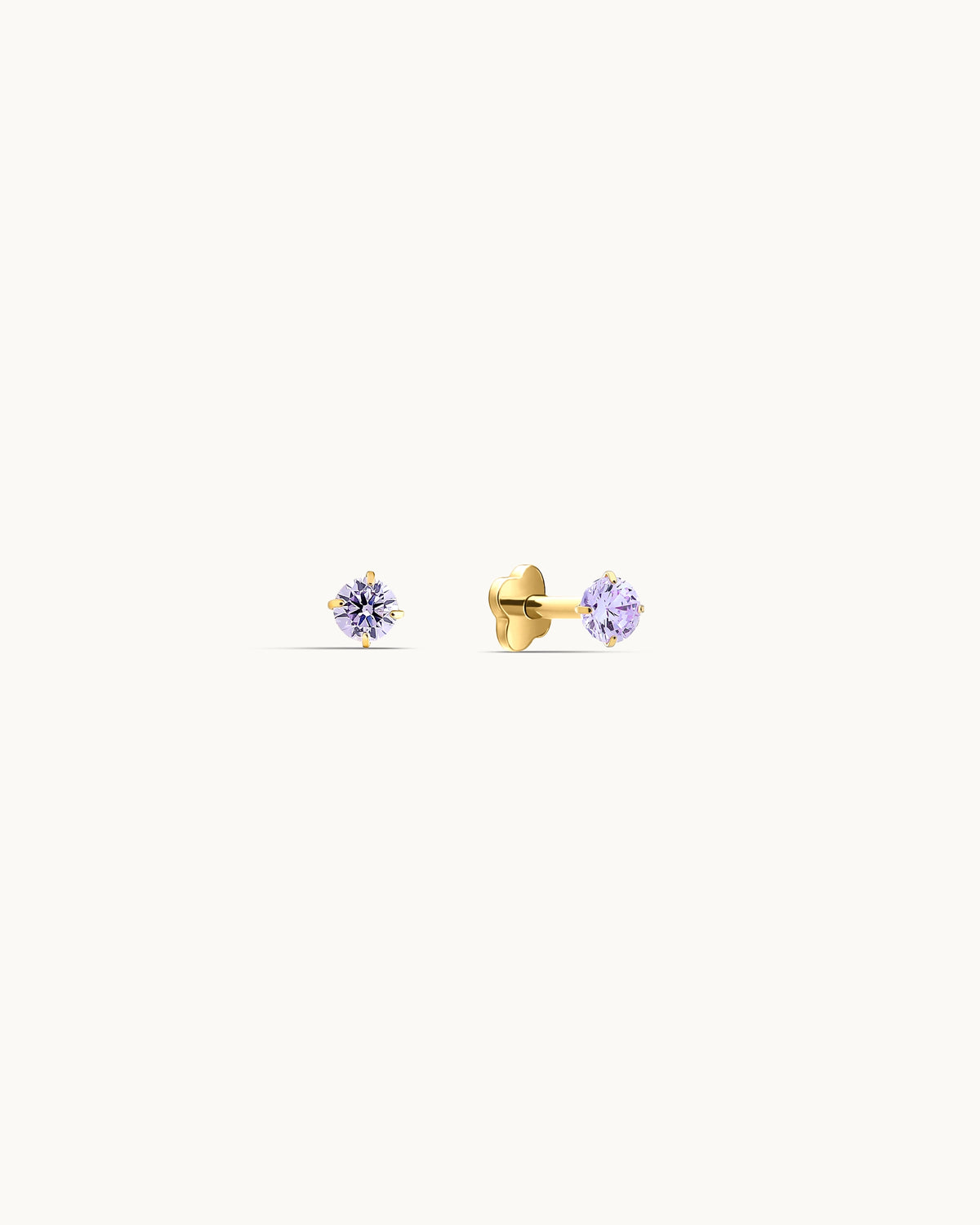 Caitlyn Solitaire Labret Flatback Earrings in Gold - 2.5mm
