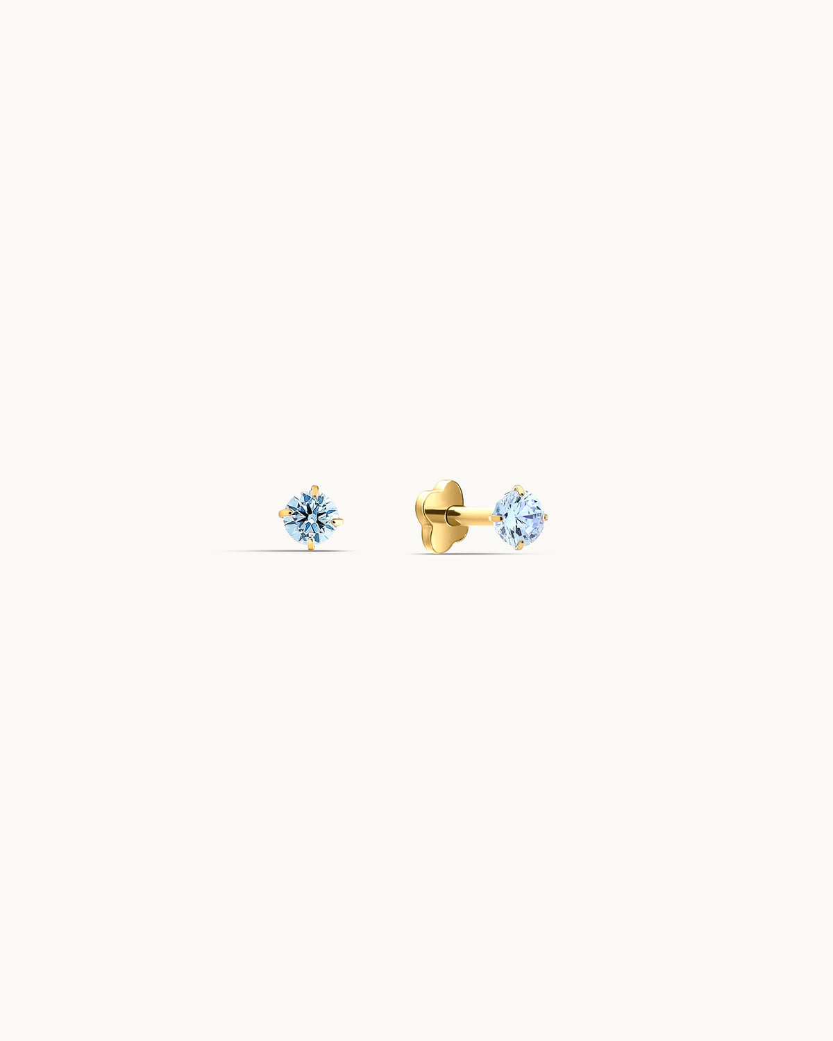 Caitlyn Solitaire Labret Flatback Earrings in Gold - 2.5mm