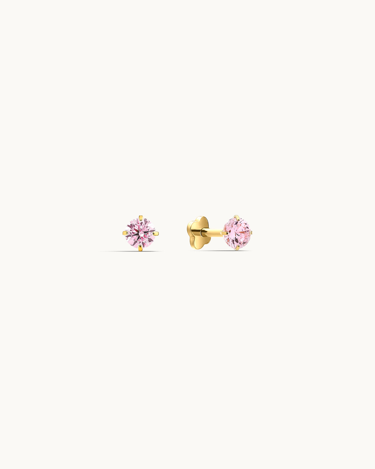 Caitlyn Solitaire Labret Flatback Earrings in Gold - 3mm