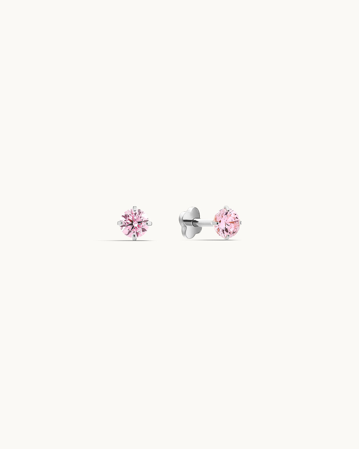 Caitlyn Solitaire Labret Flatback Earrings in Silver - 3mm
