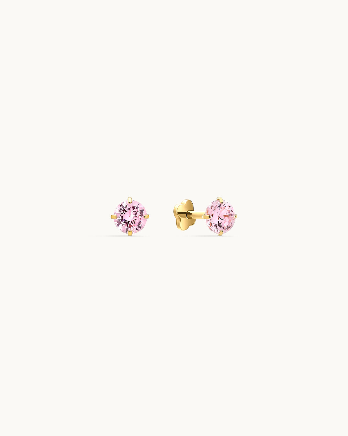 Caitlyn Solitaire Labret Flatback Earrings in Gold - 4mm