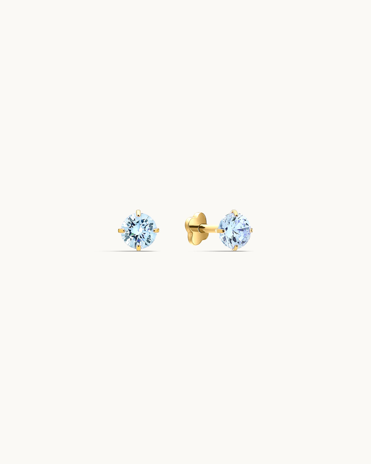 Caitlyn Solitaire Labret Flatback Earrings in Gold - 4mm