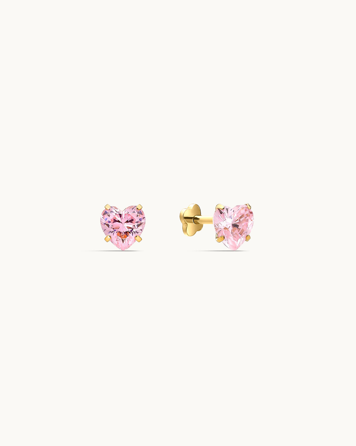 Heart CZ Labret Flatback in pink, gold, by Kaleido Jewellery Singapore.