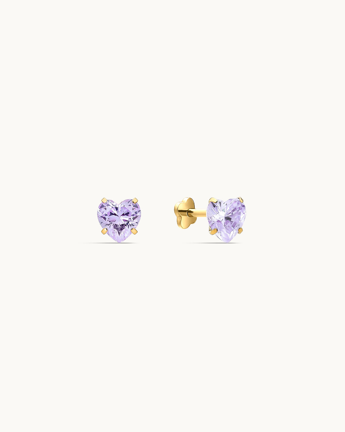 Heart CZ Labret Flatback in lavender, gold, by Kaleido Jewellery Singapore.