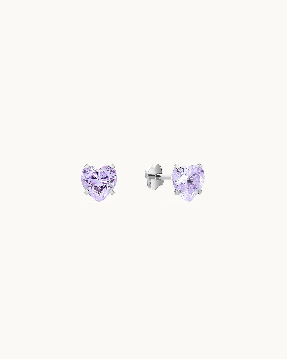 Heart CZ Labret Flatback in lavender, silver, by Kaleido Jewellery Singapore.