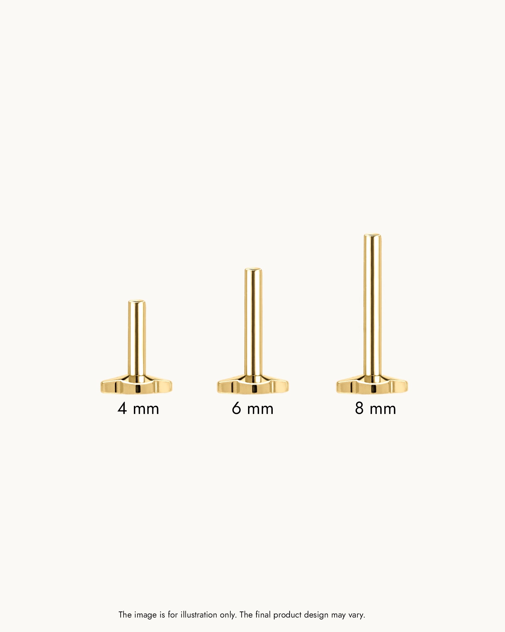 Olina Floral Labret Flatback Earrings in Gold - XS