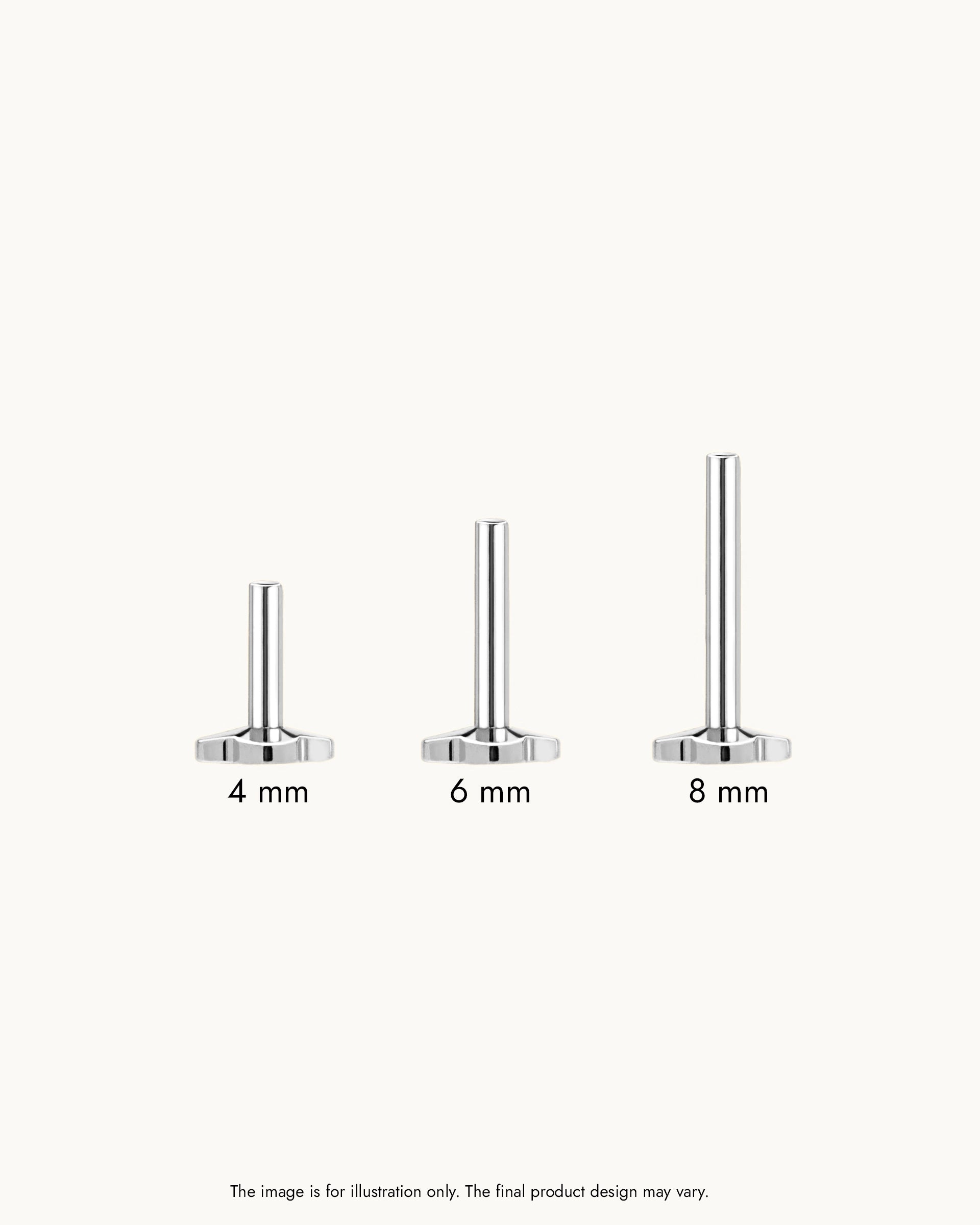 Olina Floral Labret Flatback Earrings in Silver - XS