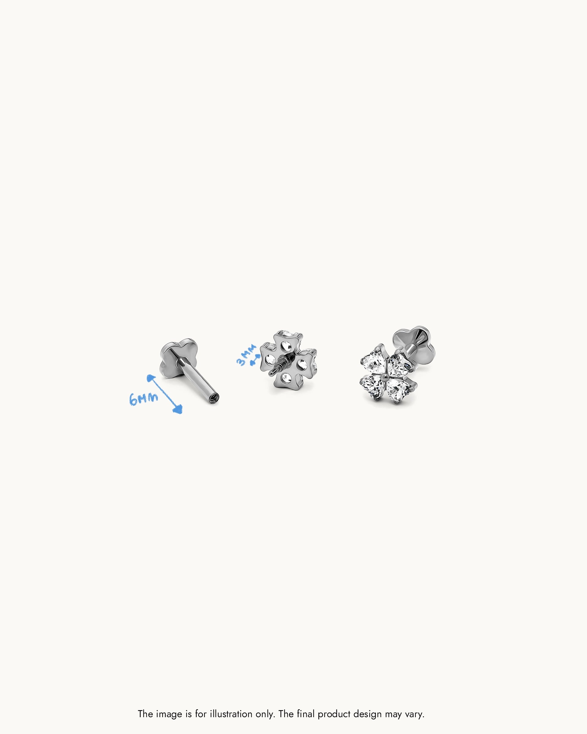 Brenna Row Labret Flatback Earrings in Silver