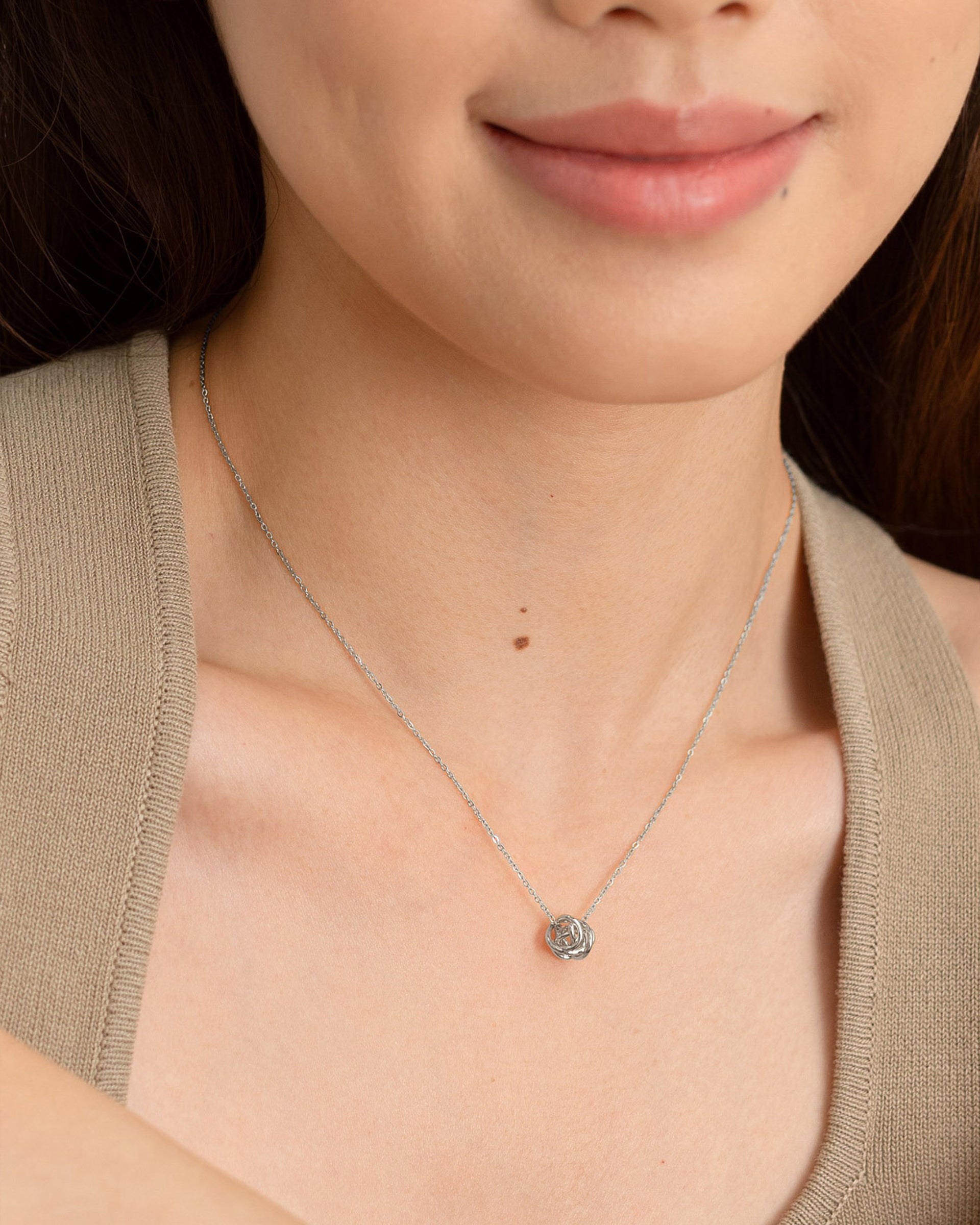Eden Knotted Ball Necklace in Silver